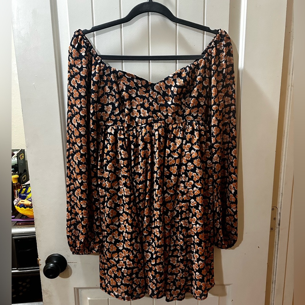 Abercrombie and Fitch orange and blue floral babydoll mini dress